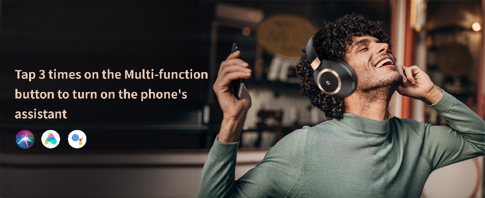 Instruction for activating a phone's assistant: 'Tap 3 times on the Multi-function button to turn on the phone's assistant', with app icons displayed.